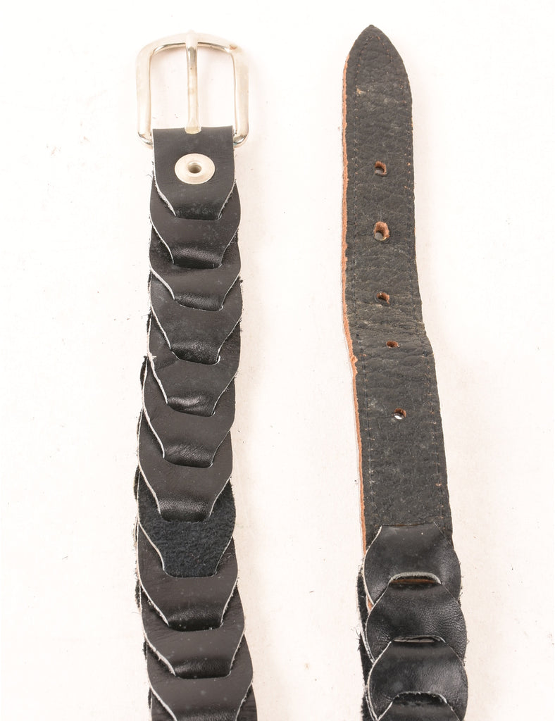 Black Leather Woven Belt - M