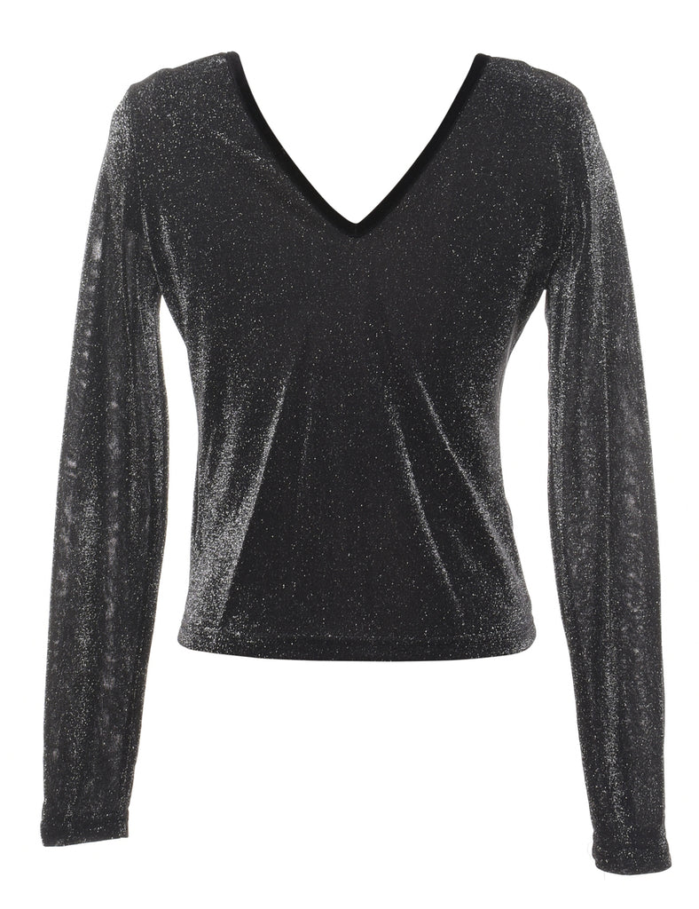 Black Metallic Evening Top - M