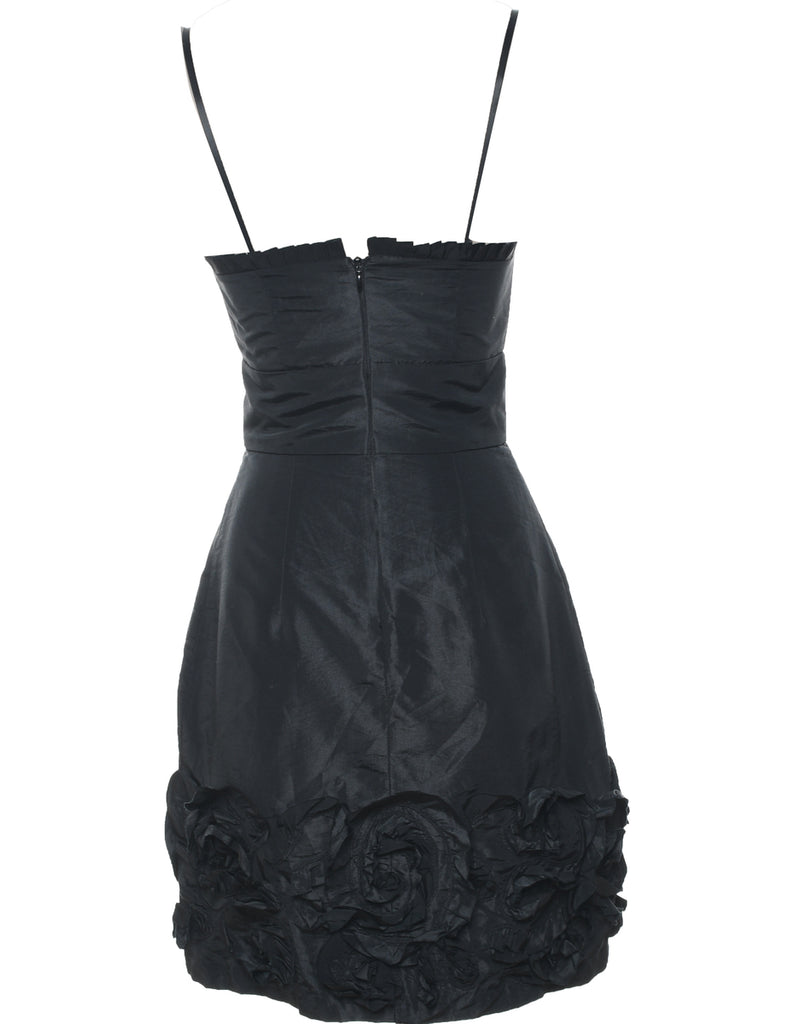 Black Metallic Textured Evening Dress - XS