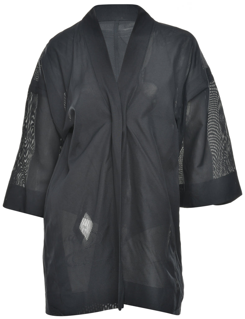 Black Midi Length Kimono - L