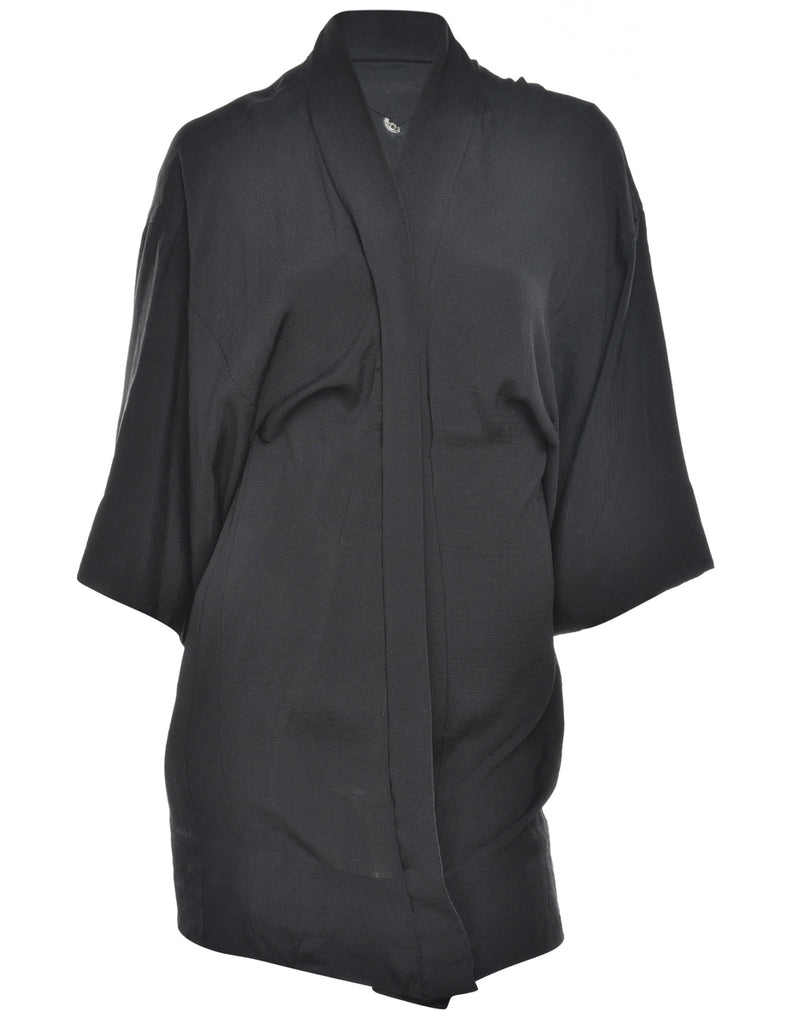 Black Midi Length Kimono - L