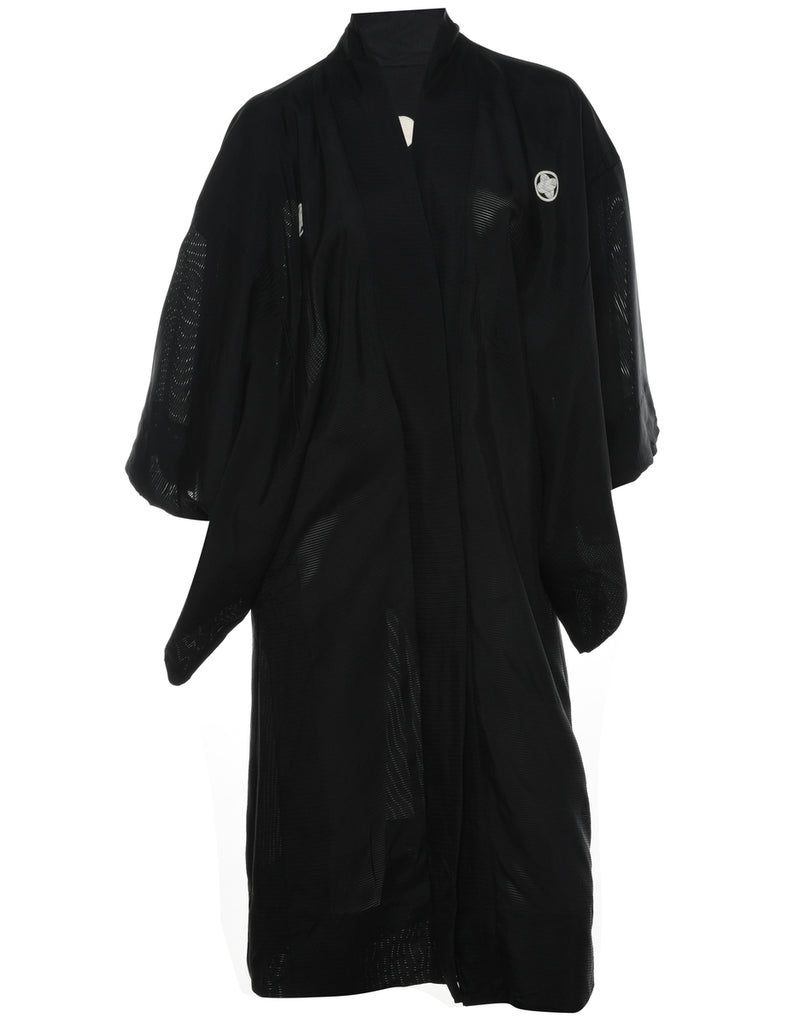 Black Midi Length Kimono - L