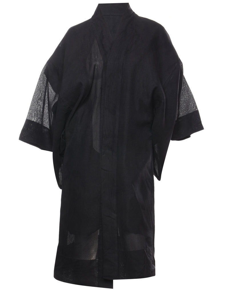 Black Midi Length Kimono - XL