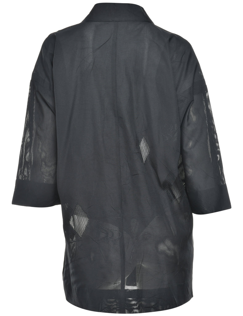 Black Midi Length Kimono - L