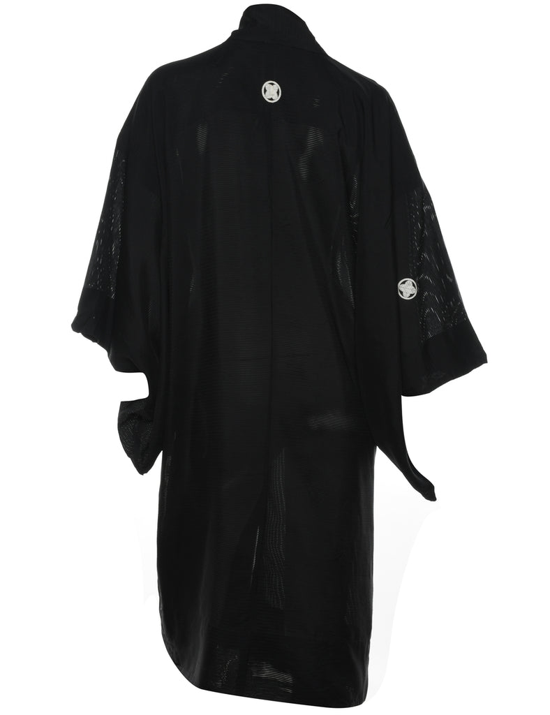 Black Midi Length Kimono - L