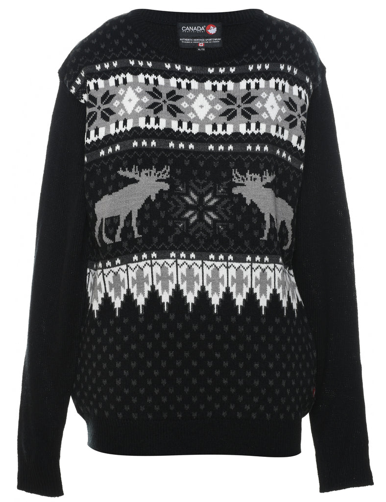 Black Nordic Jumper - XL
