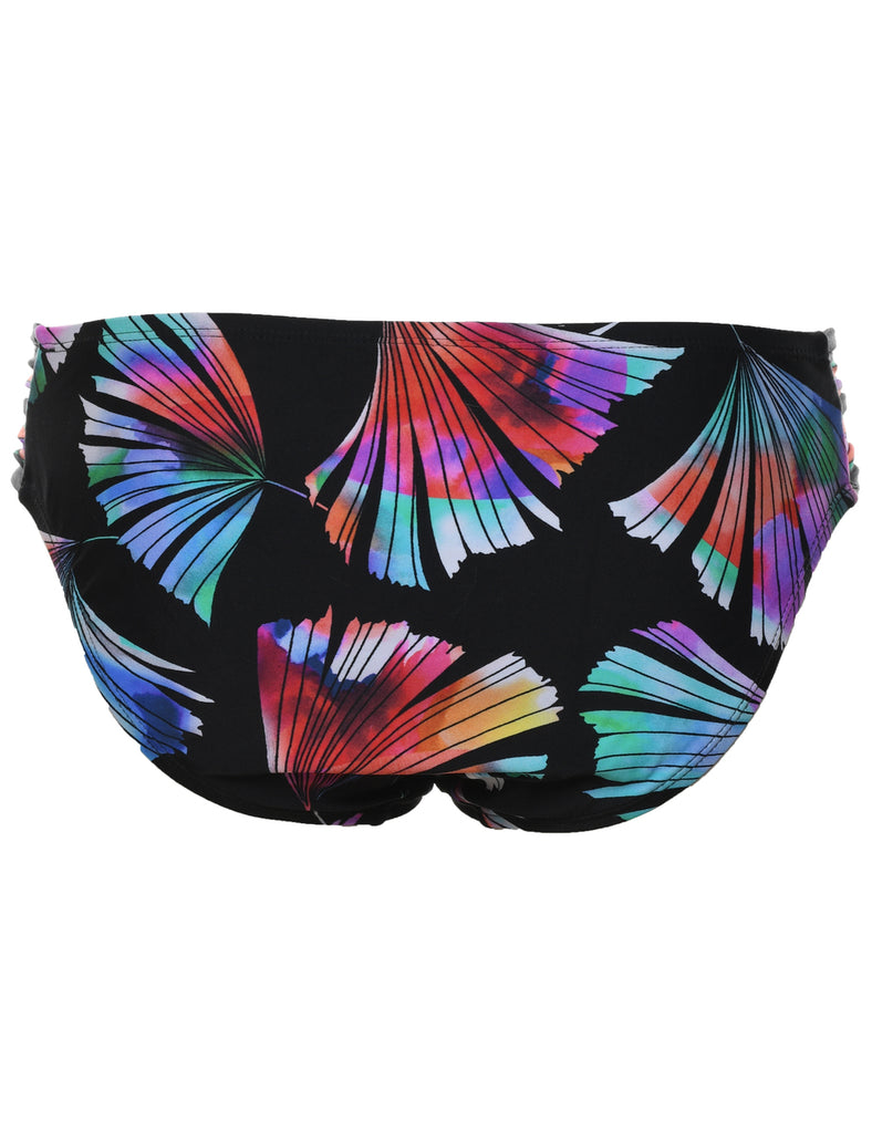 Black Patterned Bikini Bottoms - M
