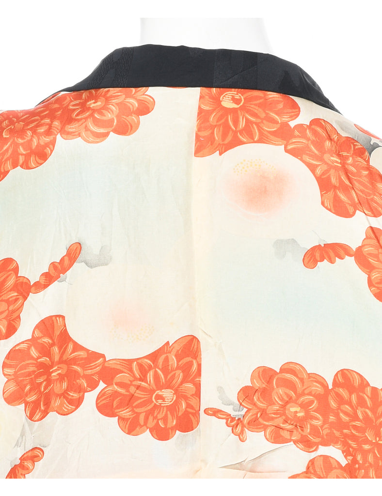 Black Patterned Cropped Kimono - M