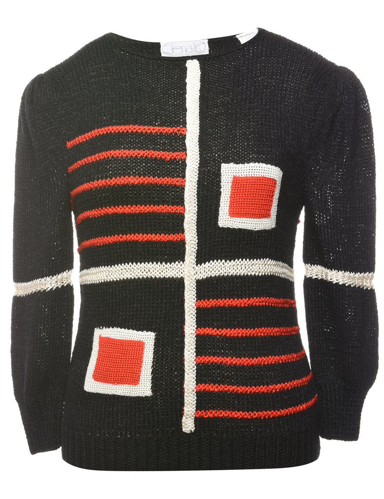 Black Patterned Jumper - S