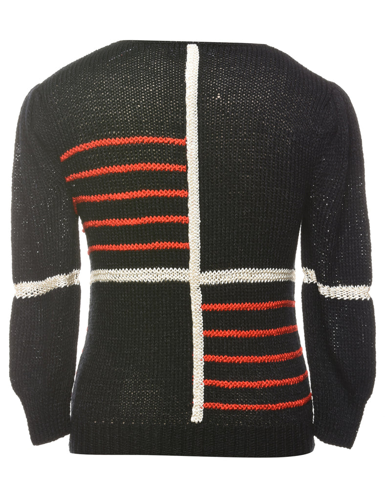 Black Patterned Jumper - S