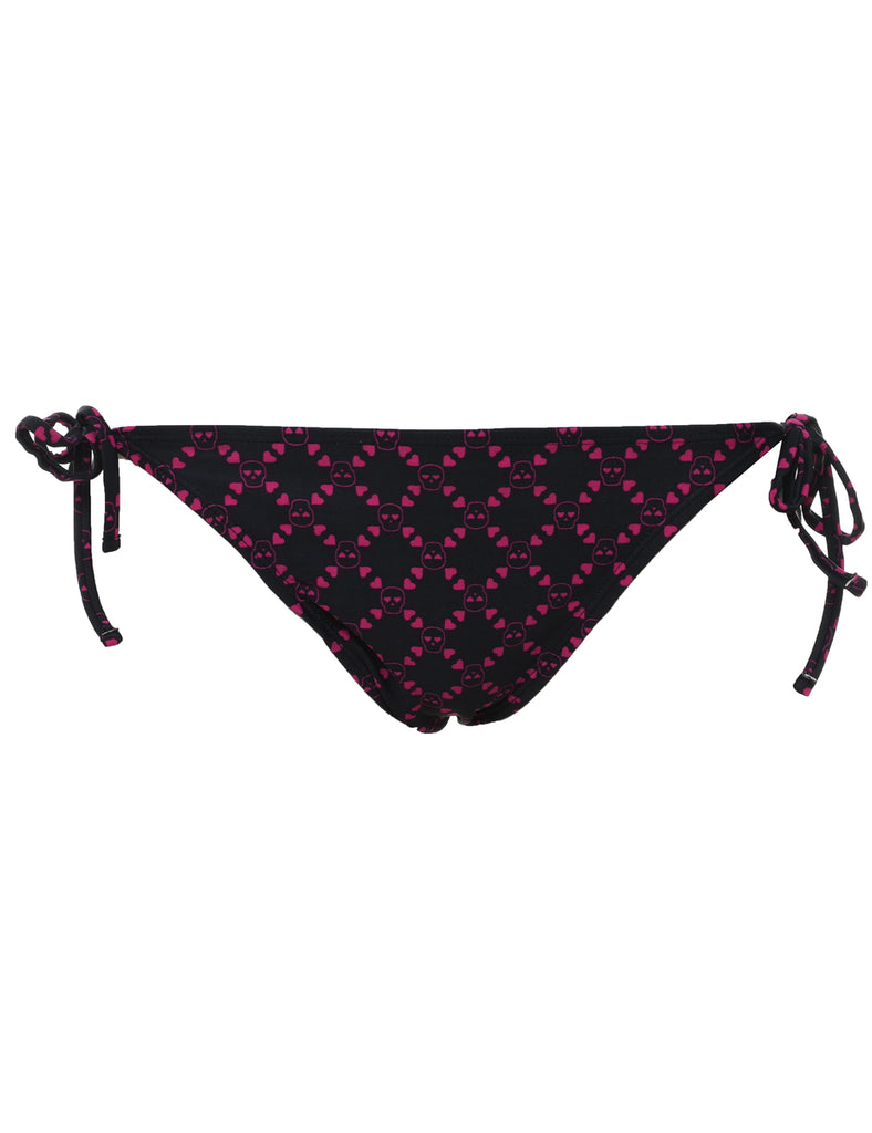 Black & Pink Skull Design Bikini Bottoms - M