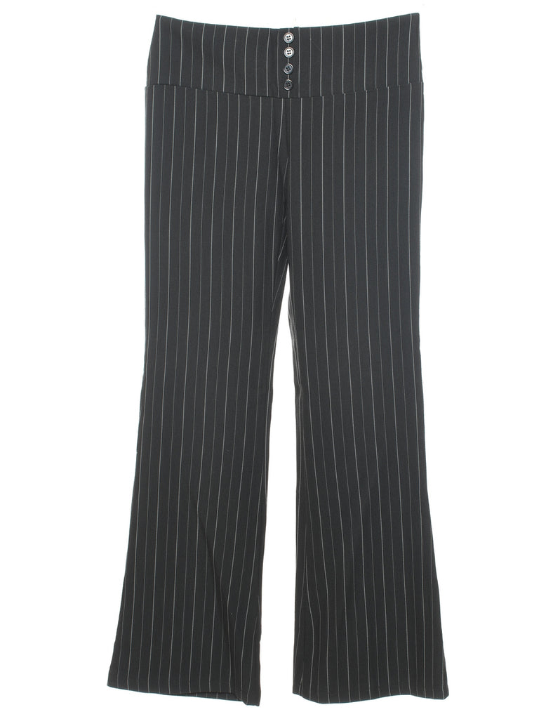 Black Pinstriped Lowrise Y2K Trousers - W30 L33