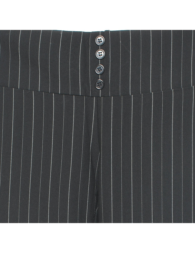 Black Pinstriped Lowrise Y2K Trousers - W30 L33