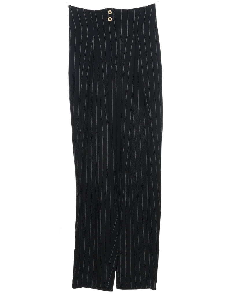 Black Pinstriped Trousers - W26 L30