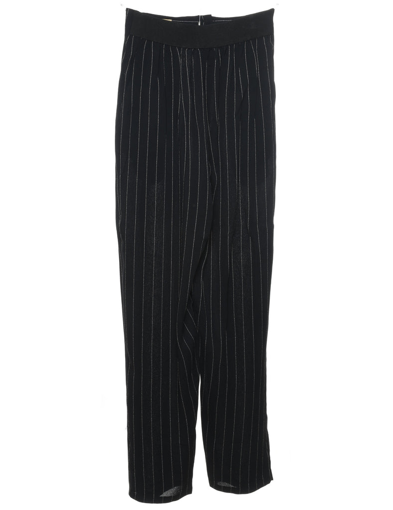 Black Pinstriped Trousers - W26 L30