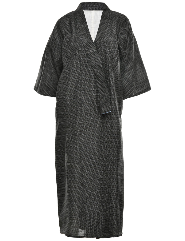 Black Print Full Length Kimono - L