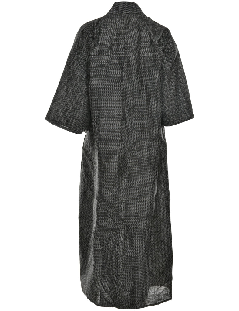 Black Print Full Length Kimono - L