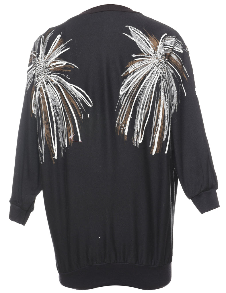 Black Printed Sweatshirt - M