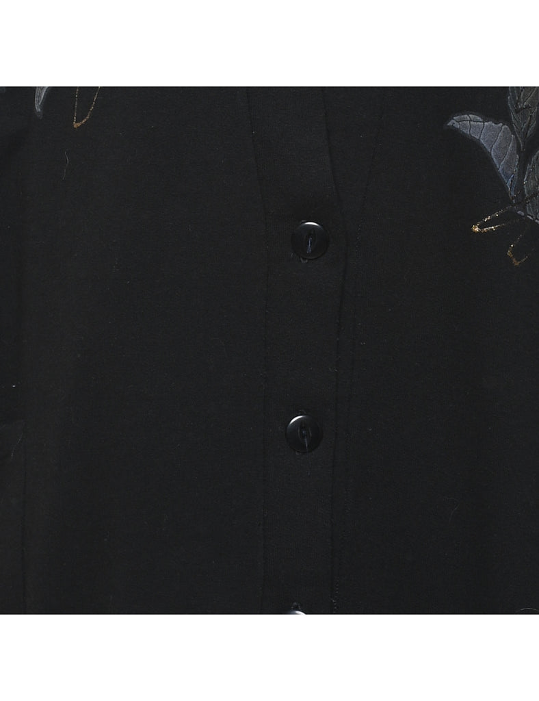 Black & Purple Floral Cardigan  - L