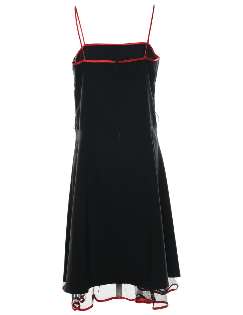 Black & Red 1990s Strappy Dress - S