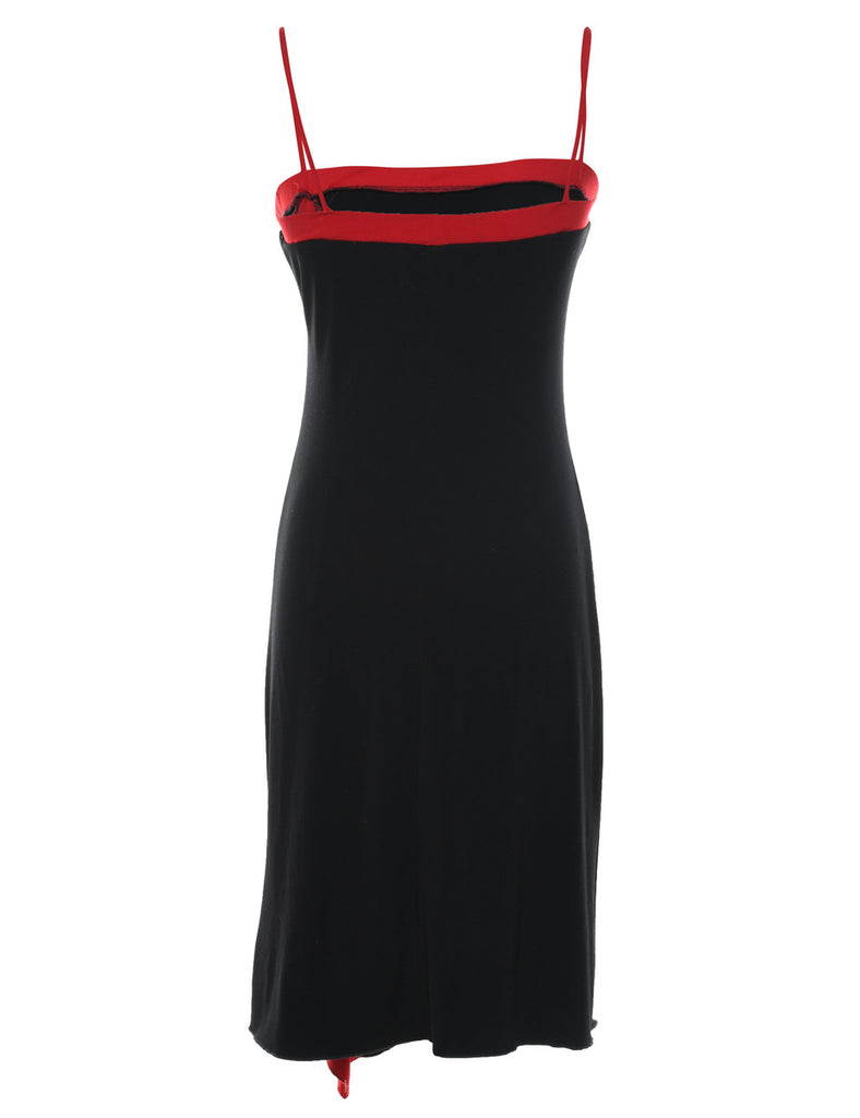 Black & Red 1990s Strappy Evening Dress - S