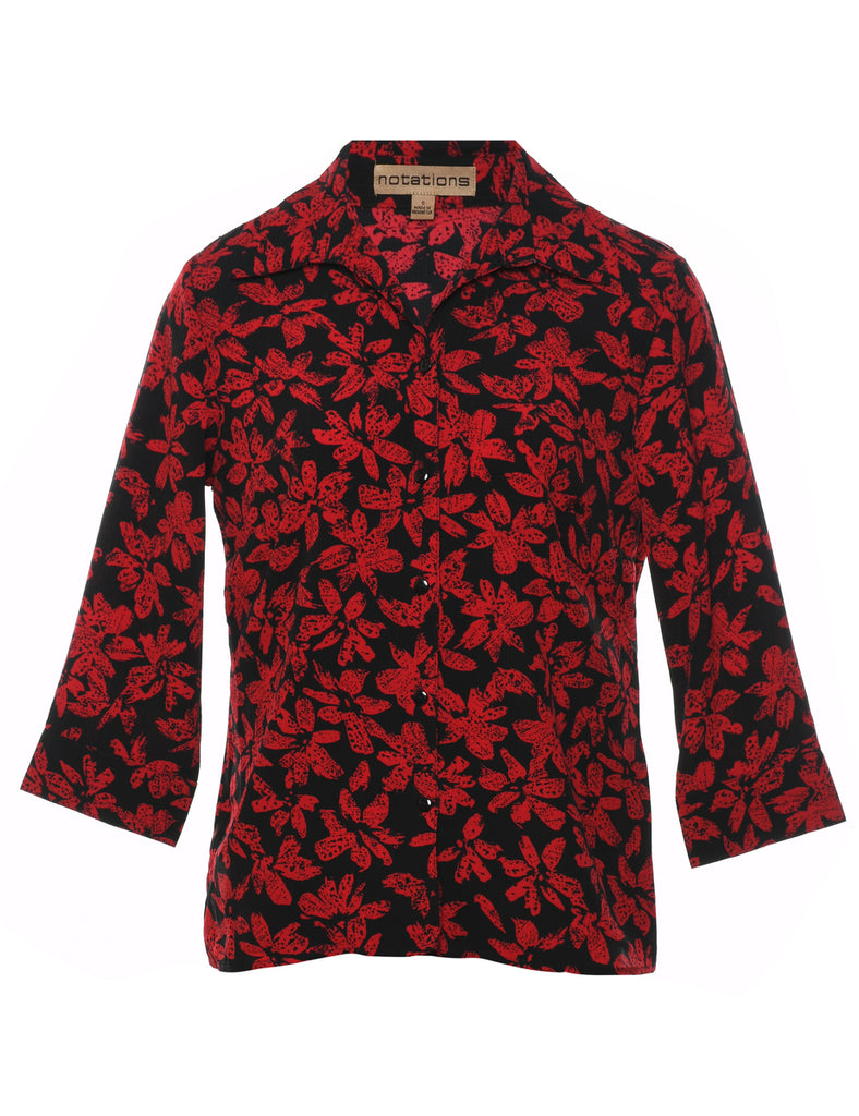 Black & Red Floral Shirt - S