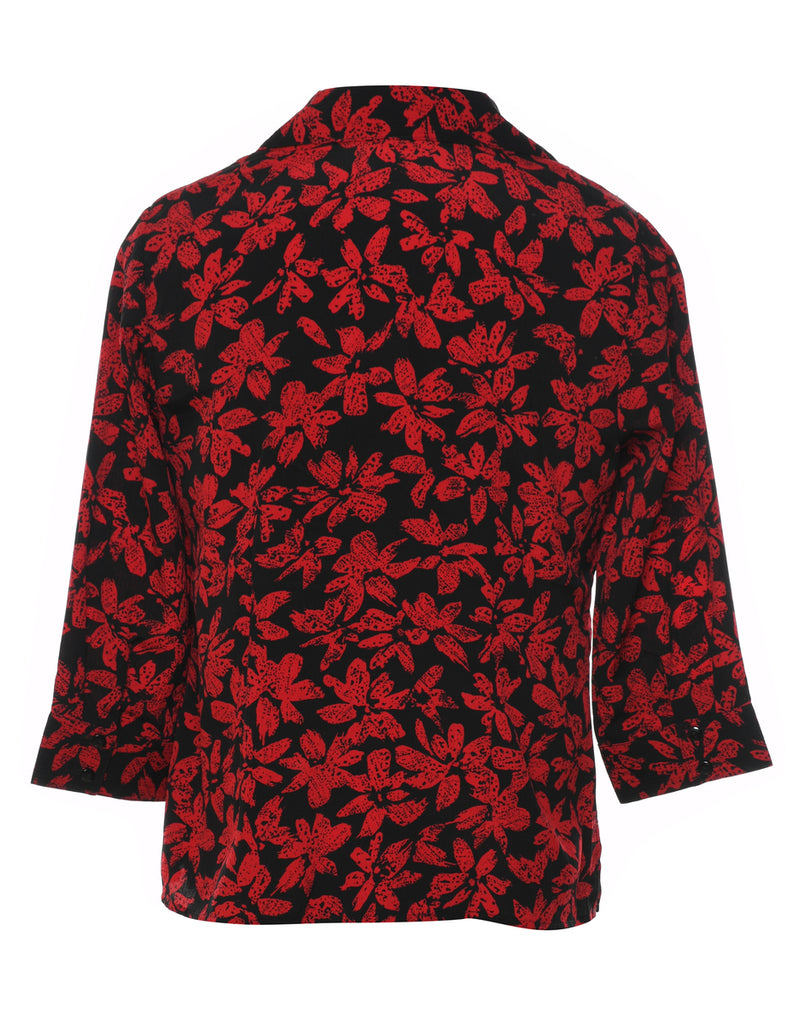 Black & Red Floral Shirt - S