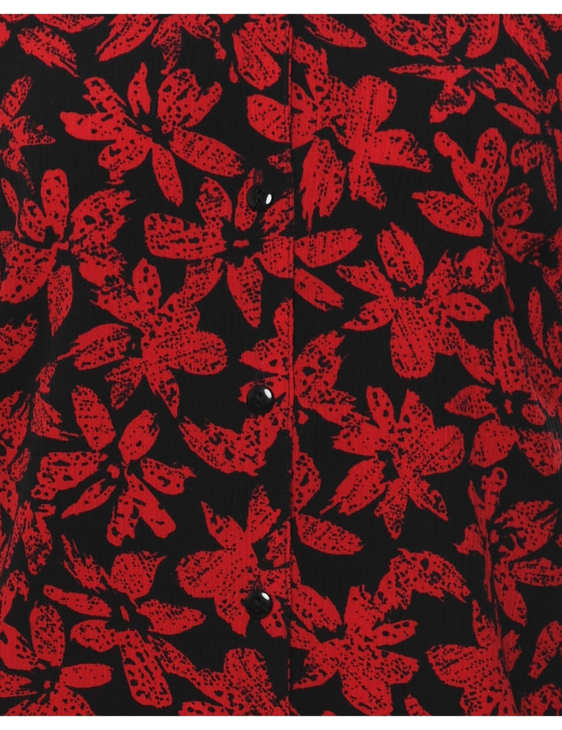 Black & Red Floral Shirt - S