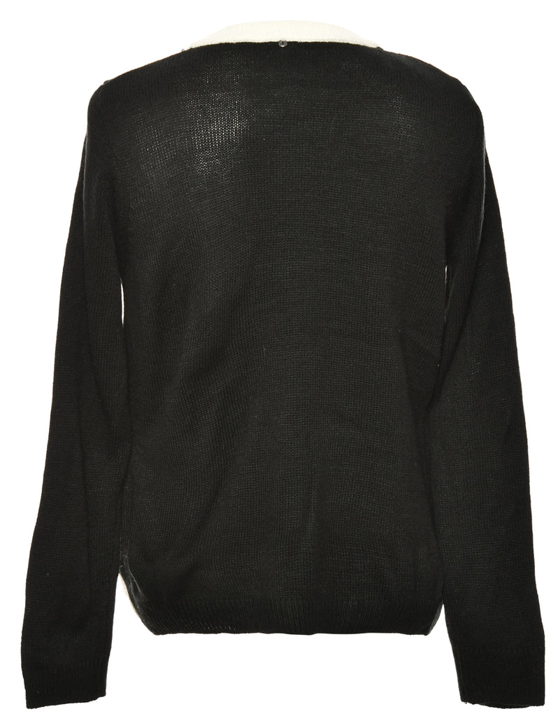 Black & Red Santa Claus Design Jumper - M