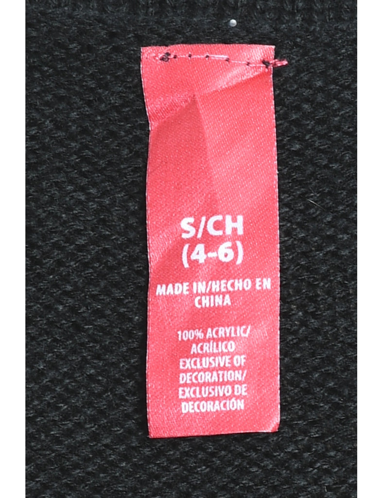 Black Reindeer Design Knit Vest - S