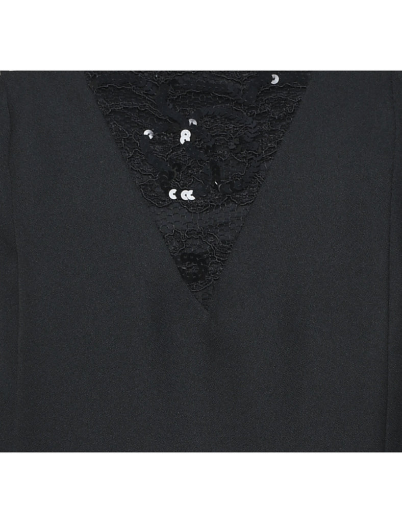 Black Sequined Party Dress - S