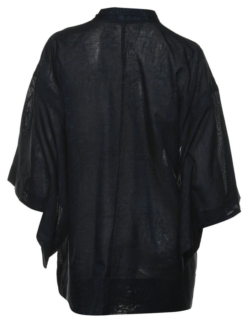 Black Sheer Cropped Kimono - L