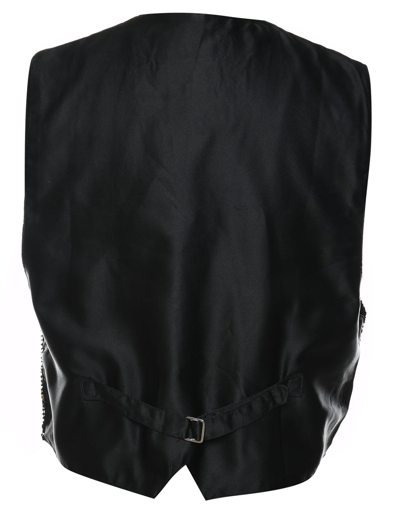 Black, Silver & Gold Sequined Waistcoat - M
