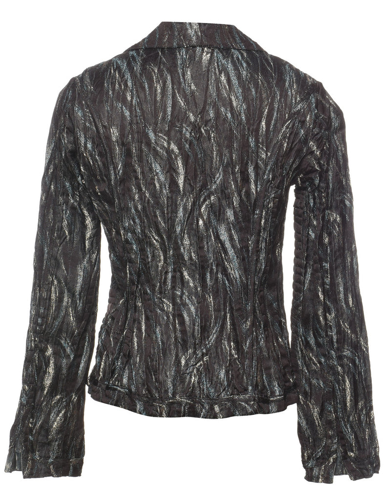 Black & Silver Metallic 1990s Evening Jacket  - S