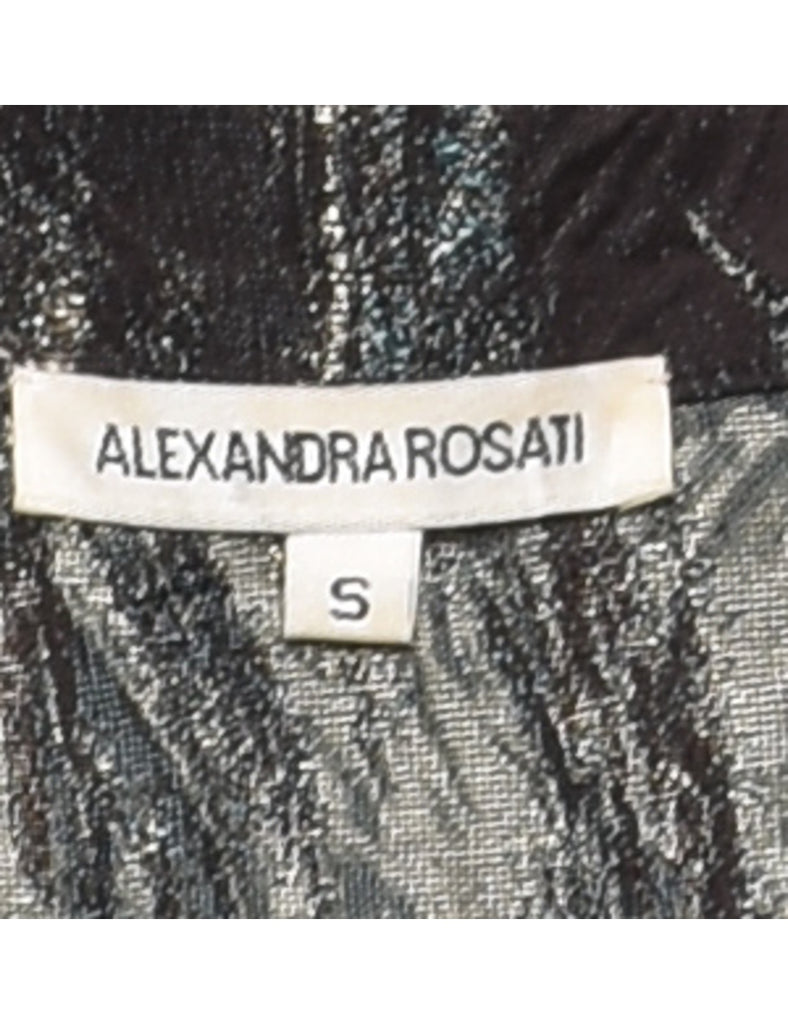Black & Silver Metallic 1990s Evening Jacket  - S
