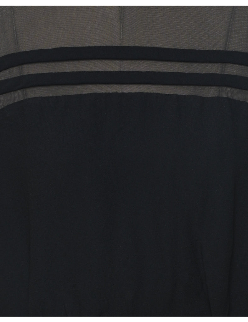 Black & Silver Sparkly 1960s Dress - M