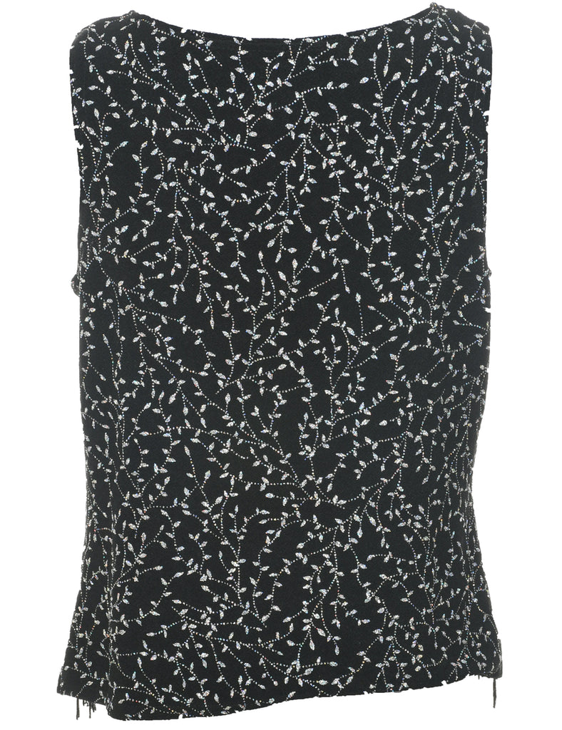 Black & Silver Sparkly Evening Top - M