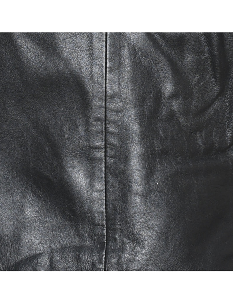 Black Sleeveless 1990s Leather Top - M