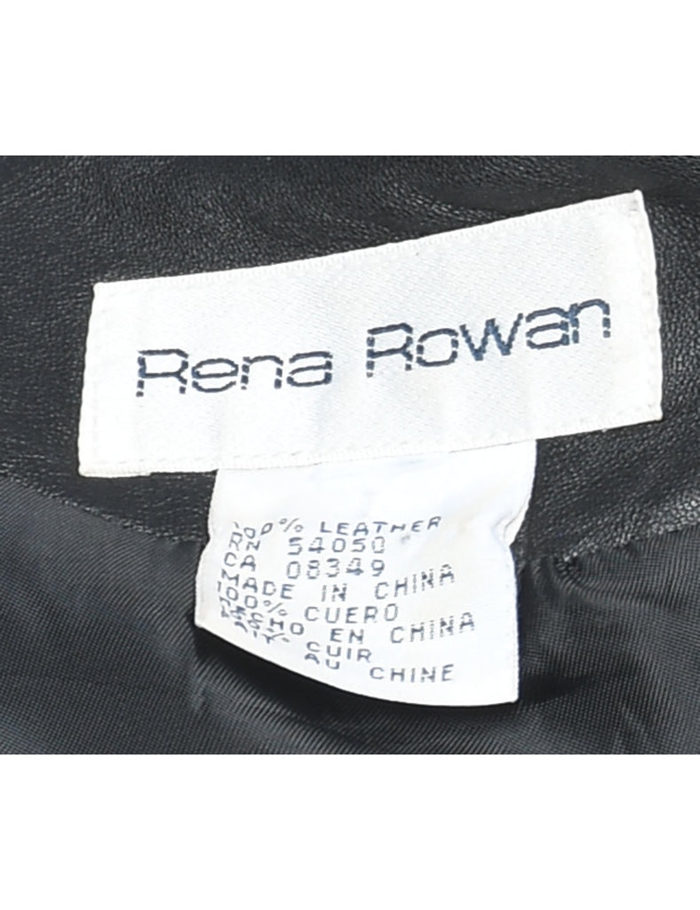 Black Sleeveless 1990s Leather Top - M