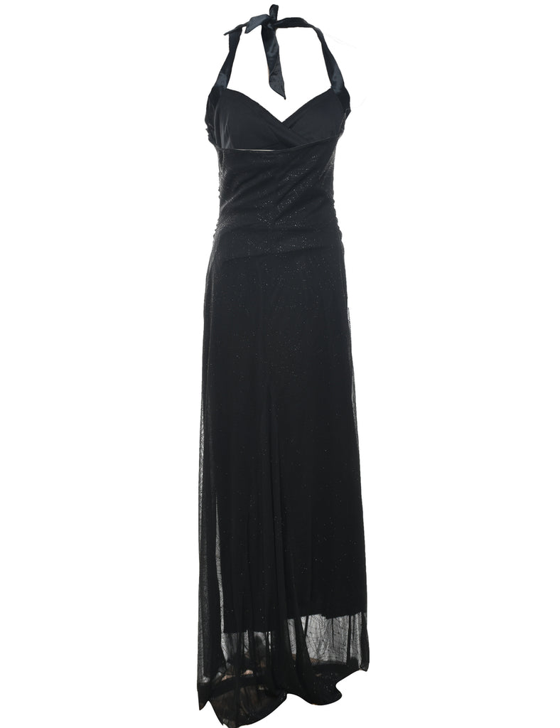 Black Sparkly Metallic Black Evening Dress  - M