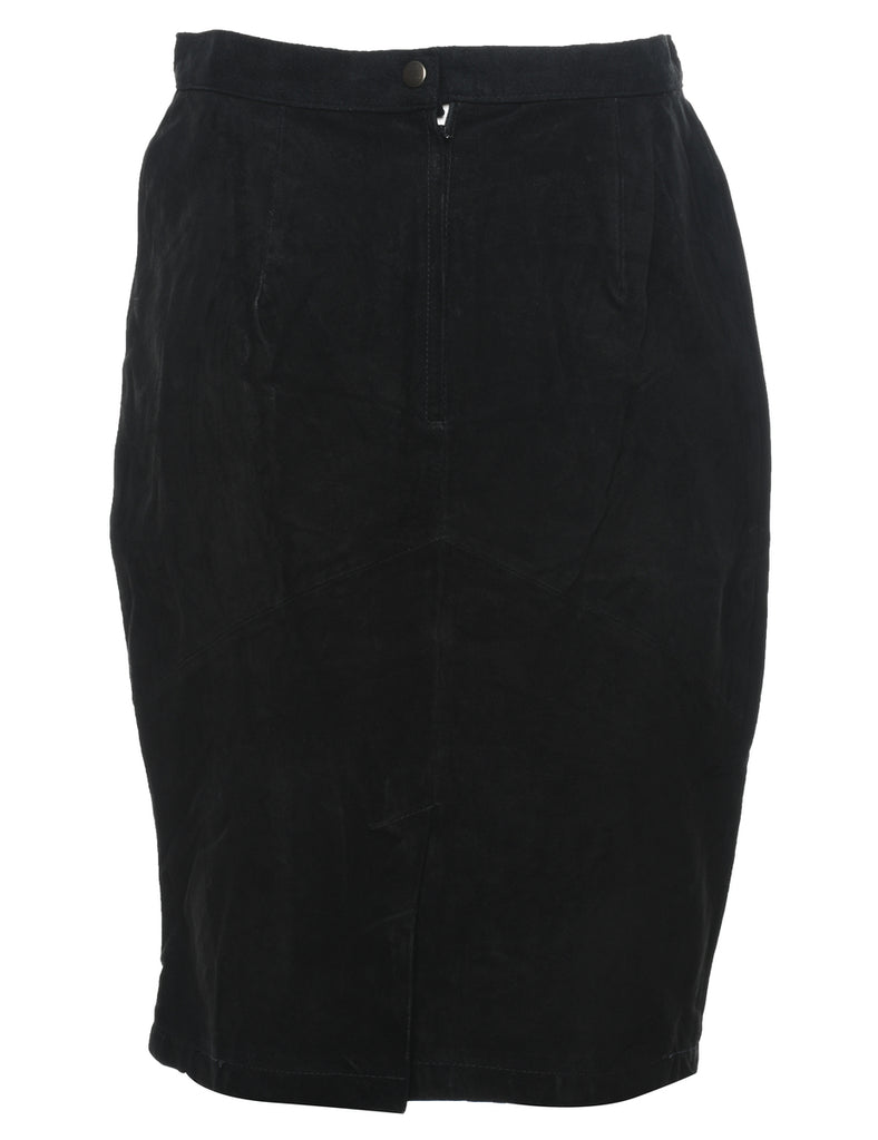 Black Suede Pencil Skirt - M