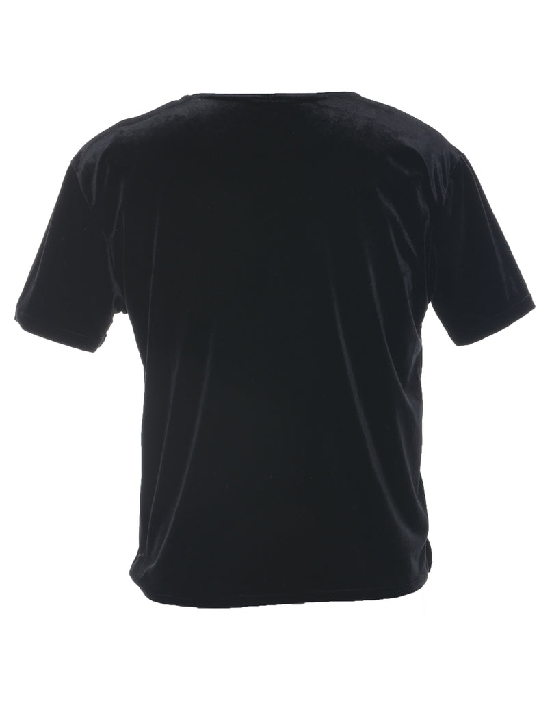 Black Velvet Fabric Evening Top - M