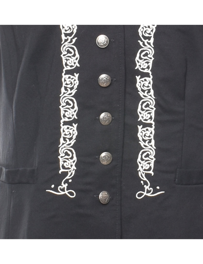 Black & White 1990s Embroidered Waistcoat - M