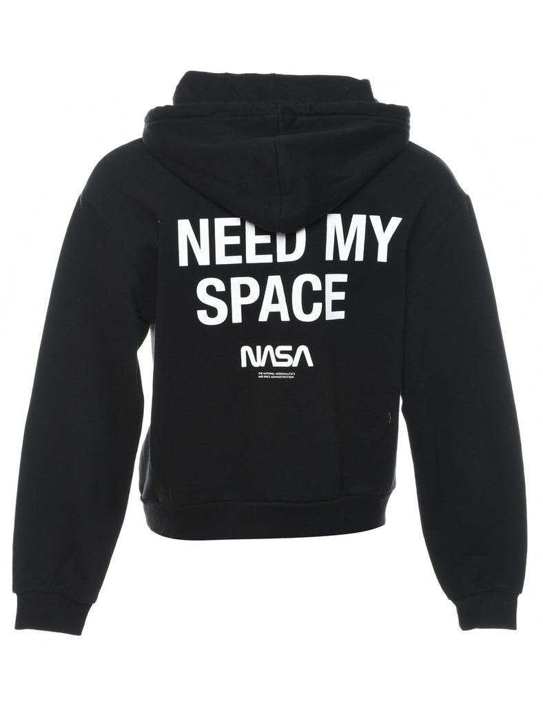 Black & White Nasa Printed Hoodie - M
