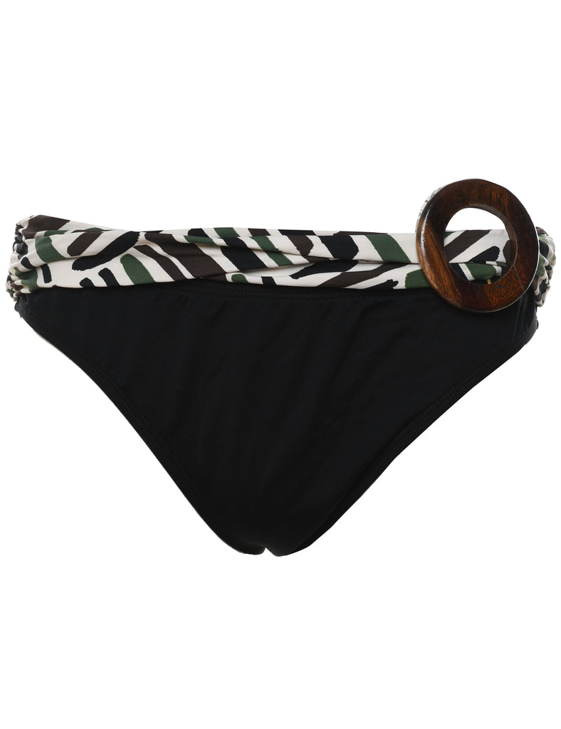 Black & White Patterned Bikini Bottoms - M