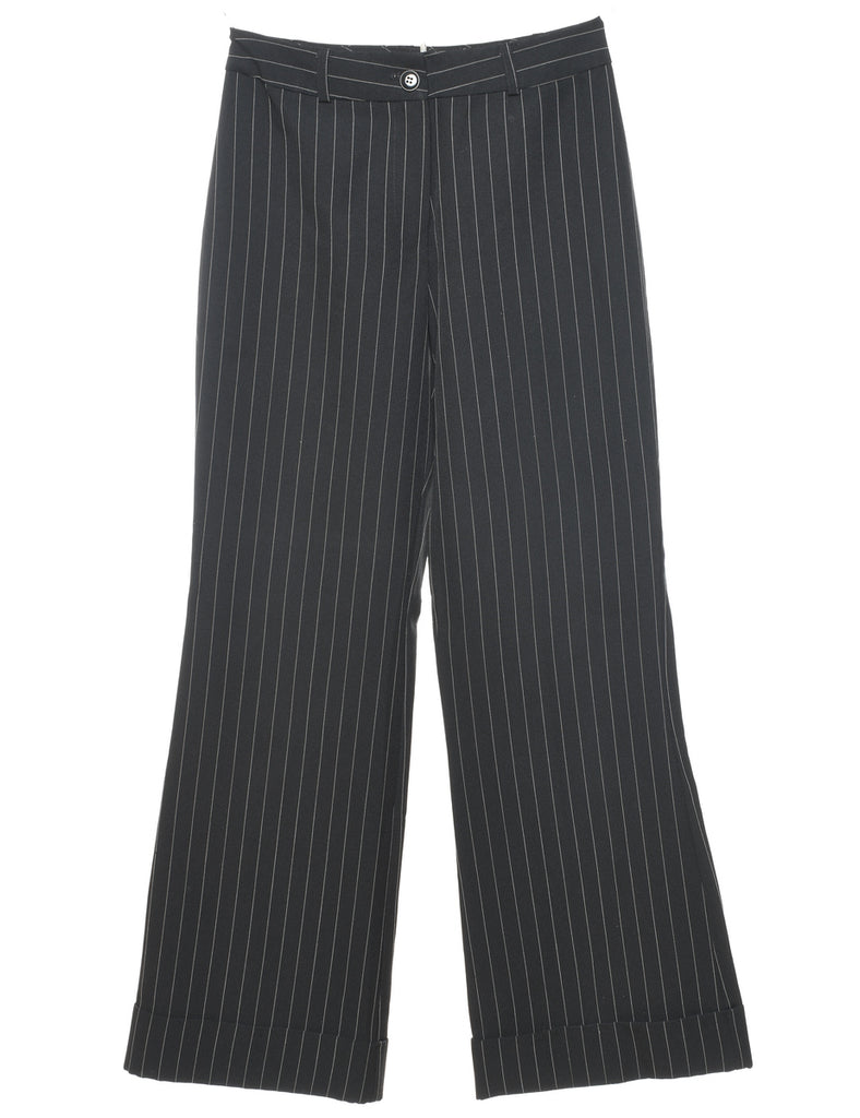 Black & White Pinstriped Y2K Trousers - W26 L32