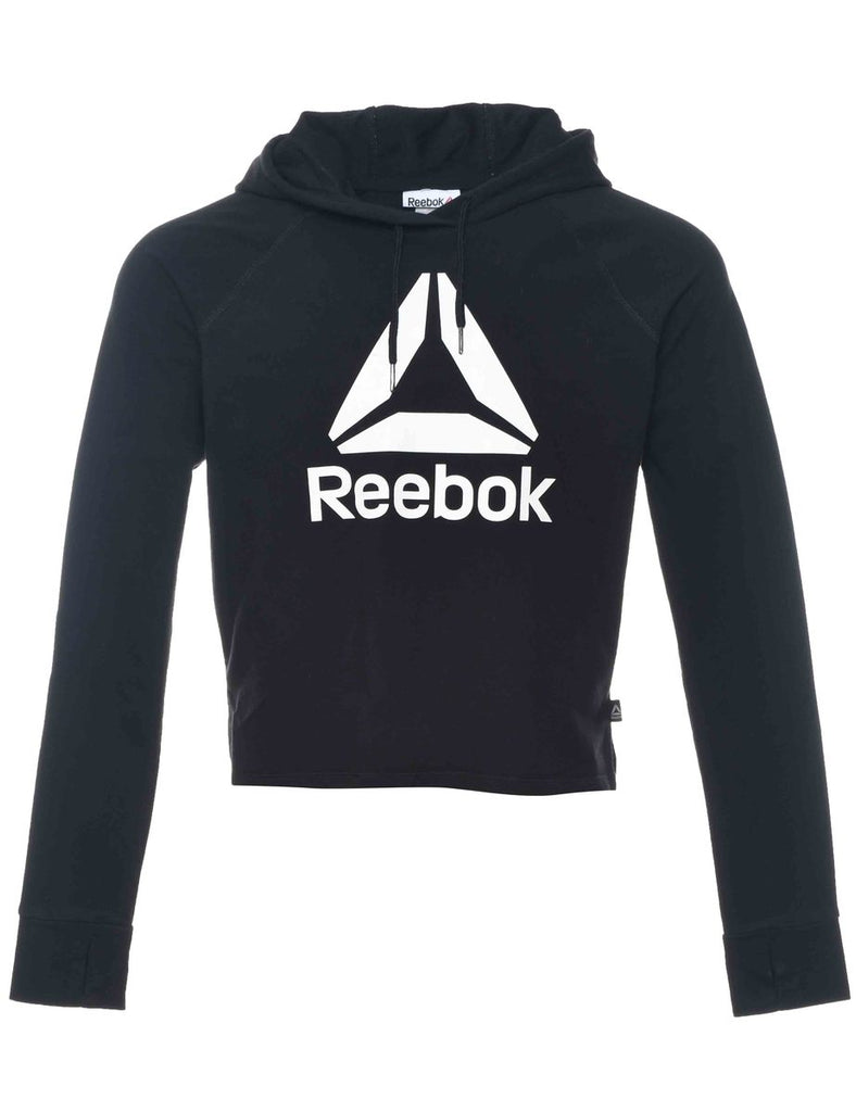 Black & White Reebok Cropped Hoodie  - M