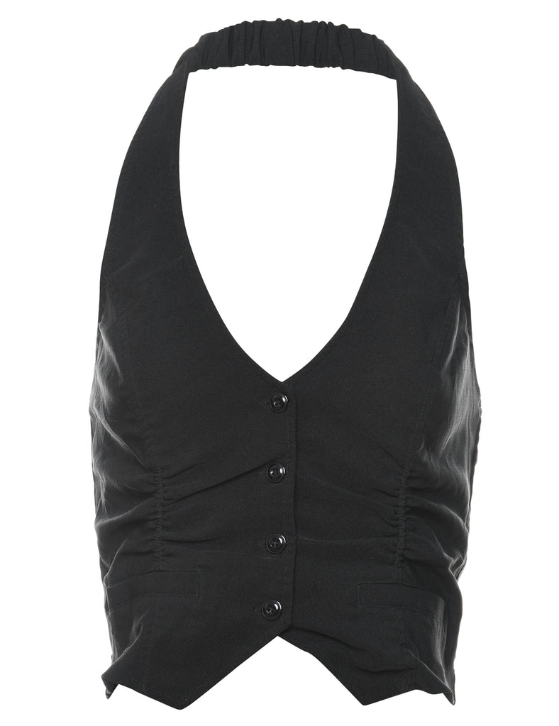Black Y2K Backless Halterneck Corset - S