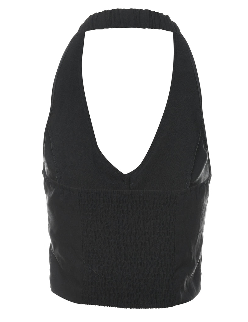Black Y2K Backless Halterneck Corset - S