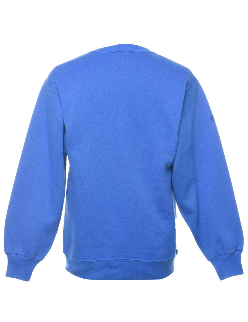 Blue 1990s Floral Sweatshirt  - M